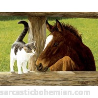 SunsOut Whiskery Hello Horse and Cat Puzzle 500 Piece Jigsaw Puzzle  B01K7MWGZW